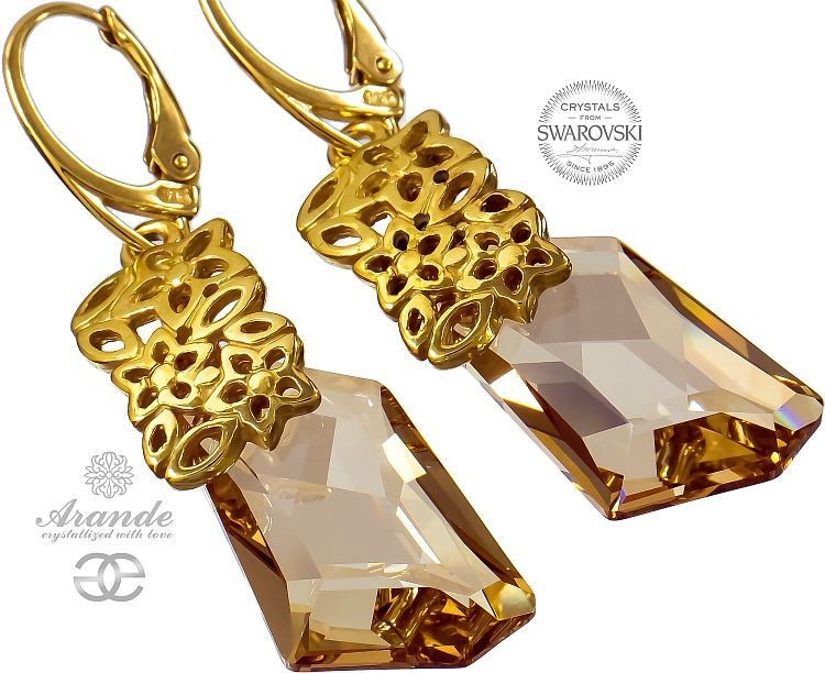 Swarovski KOLCZYKI OZDOBNE GOLDEN ZŁOTE SREBRO