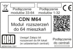 ACO CDN M64 | Moduł rozszerzeń ilości obsługiwanych lokali - łączenie modułów dzwonień CDN M64
