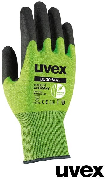 Uvex RUVEX- D500FOAM - Rękawice ochronne, wysoka odporność na ścieranie dzięki innowacyjnej powłoce Soft -Grip - 7,8,9,10.