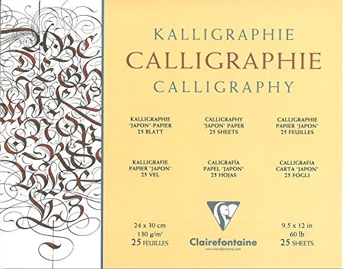 Clairefontaine 96439 °C papier do kaligrafii bloku głowa dwustronnie klejone, satynowane, 24 x 30 cm, opakowanie 25 arkuszy, 130 G, kość słoniowa