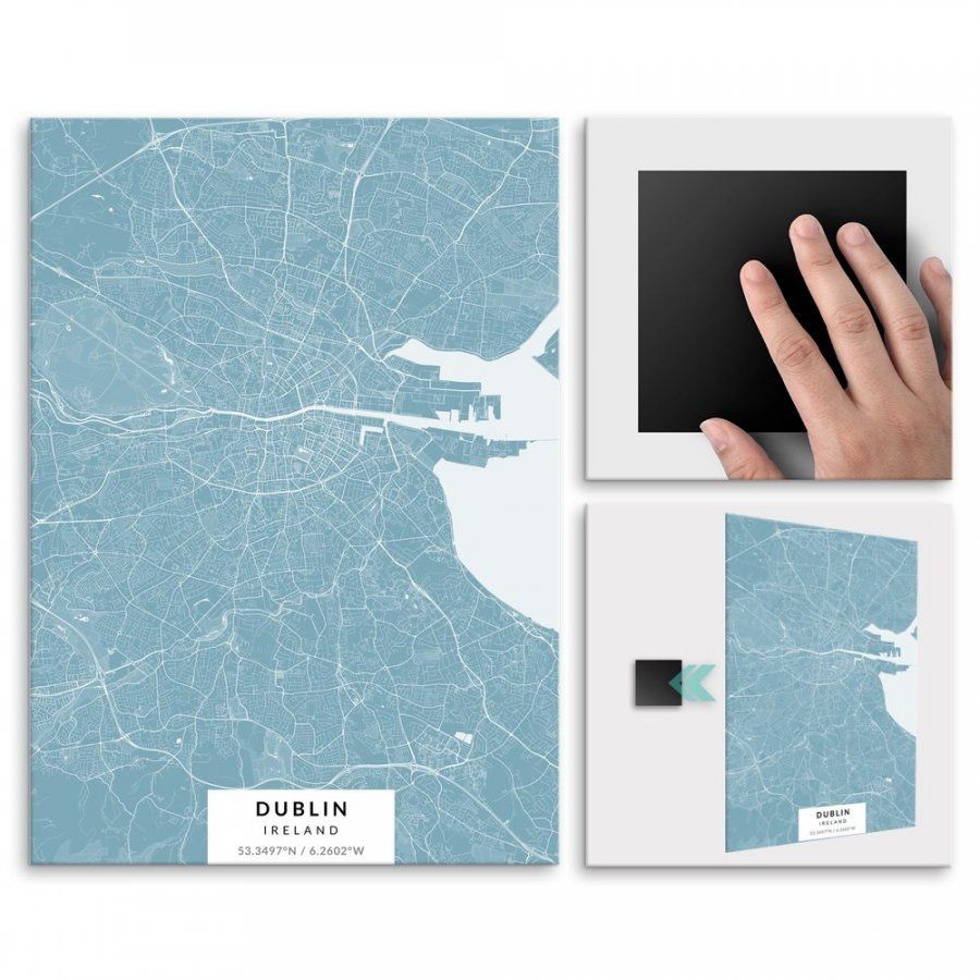 Pix4home Plakat metalowy Mapa Lazur Dublin M POS-M-02228