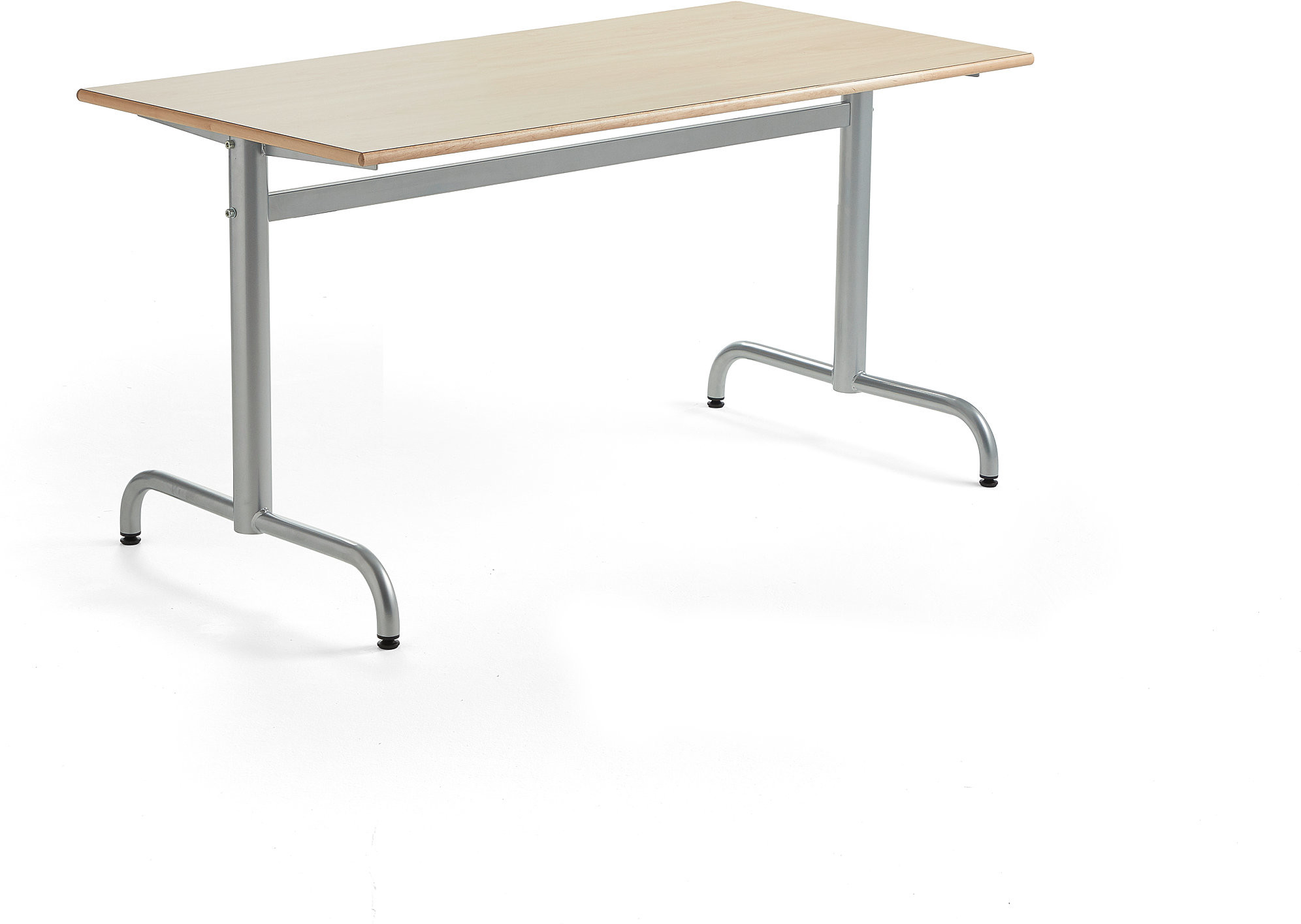 AJ Produkty Stół PLURAL, 1400x700x720 mm, blat HPL, brzoza, srebrny