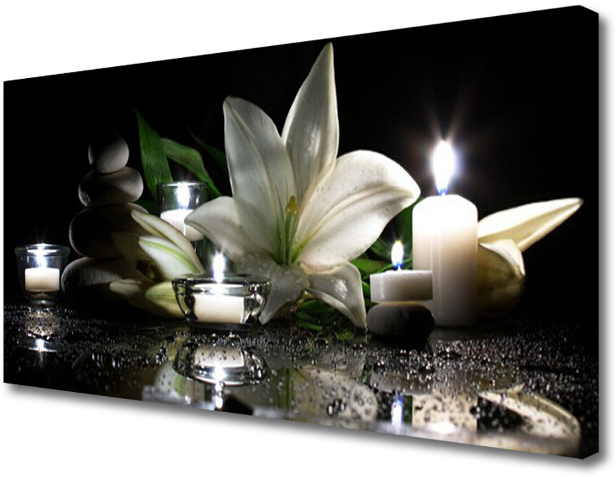 PL Tulup Obraz Canvas Lilia Świece Spa Natura 125x50cm