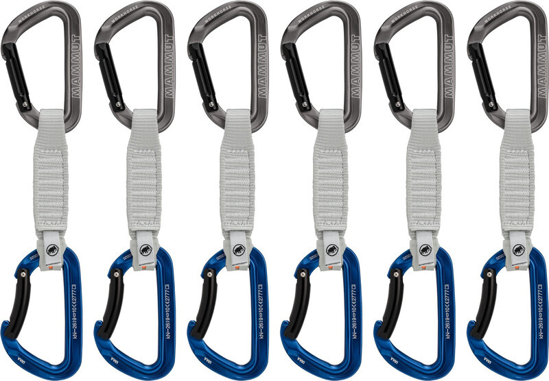 Mammut Workhorse Keylock Quickdraws 12cm 6-Pack, szary/niebieski 2022 Ekspresy wspinaczkowe 2040-02571-33275-74