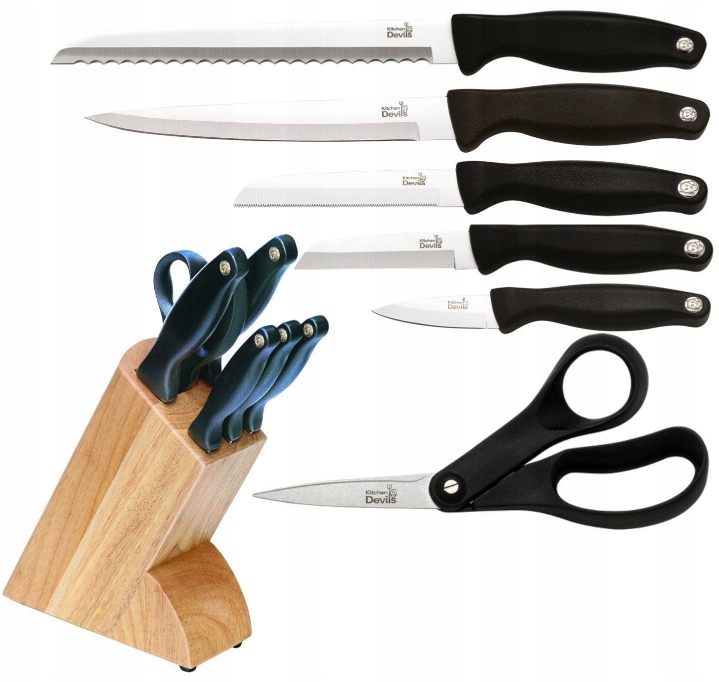 Fiskars Komplet noży w bloku Kitchen Devils 5 szt