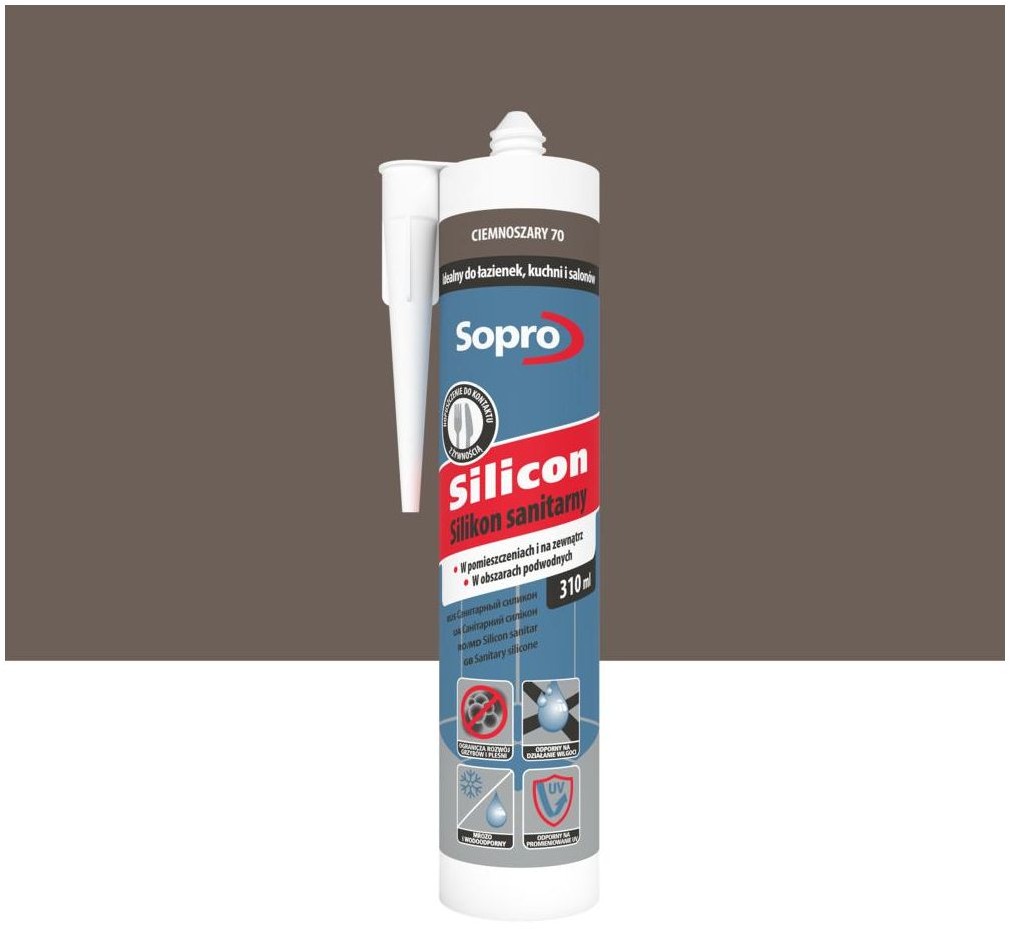 Sopro Silikon sanitarny Ciemnoszary 70 310 ml