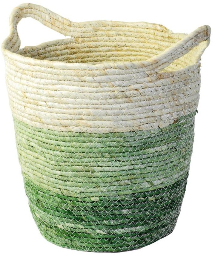 TAJEMNICZY OGRÓD Osłonka doniczki kosz pleciony 27 cm boho zielony