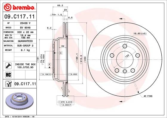 BREMBO Tarcza hamulcowa 09.C117.11