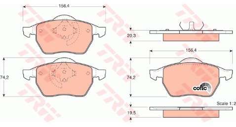 TRW Zestaw klocków hamulcowych, hamulce tarczowe GDB1376