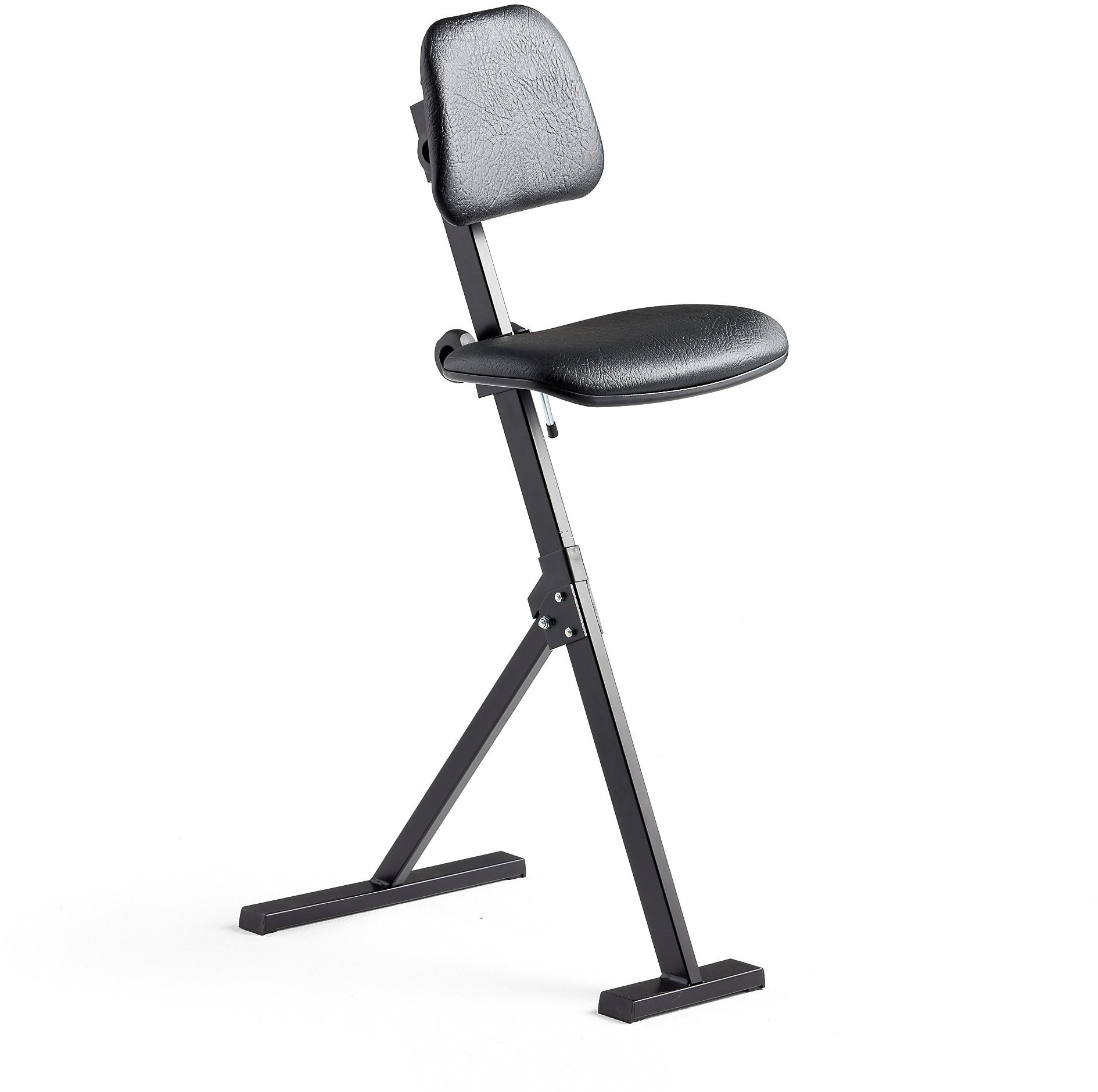 AJ Produkty Krzesło do pracy siedząco-stojącej, eko-skóra, czarny