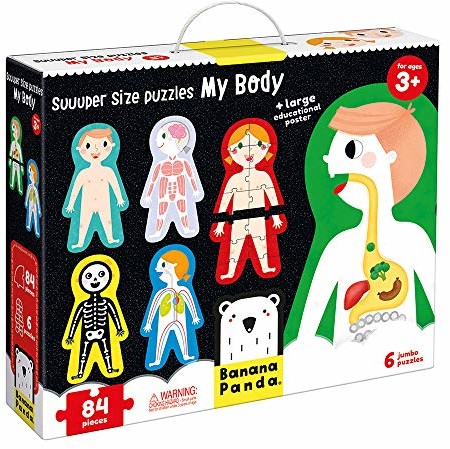 Banana Panda - Suuuper Size Puzzle My Body - zestaw z 6 dużymi puzzlami podłogowymi do nauki dla dzieci od 3 lat (w języku angielskim)