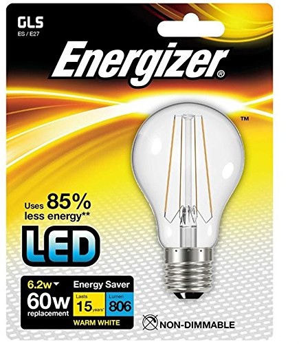 Energizer 5 sztuk  Filament LED żarówki E27 6, 2 W ciepła biel 2700 [klasa energetyczna A +] S9026