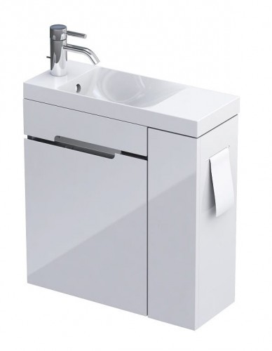 Oristo Szafka wisząca SILVER UNI 55 cm z umywalką z formowanego marmuru PRAWA BIAŁY POŁYSK OR33-ZD2D-55-1-P OR33-ZD2D-55-1-P