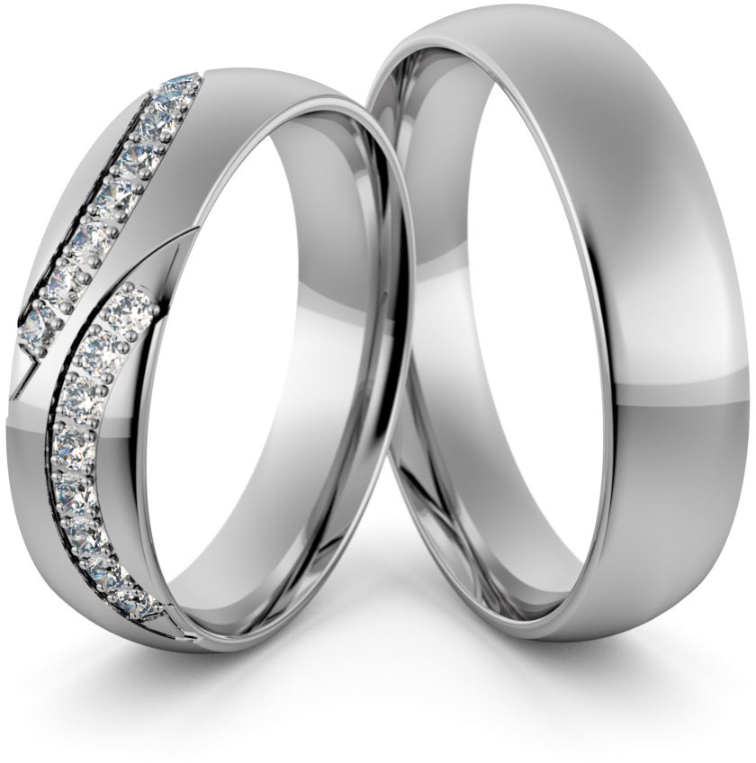 Eminence Obrączki ślubne palladowe 5 mm z brylantami - Pd-86 Pd-86