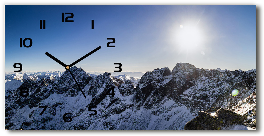 Zegar ścienny szklany cichy Zima w Tatrach