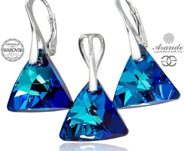 Arande NOWOŚĆ SWAROVSKI piękny komplet BLUE TRIO srebro 700851