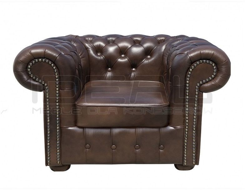 Wyprodukowano w polsce dla ideal meble Fotel Chesterfield Classic w skórze