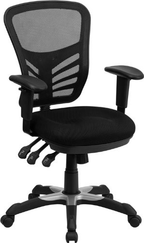 Flash Furniture offex HL-0001-GG krzesło z Mid-oparcie z potrójnym-wiosła sieci, czarna OF-HL-0001-GG