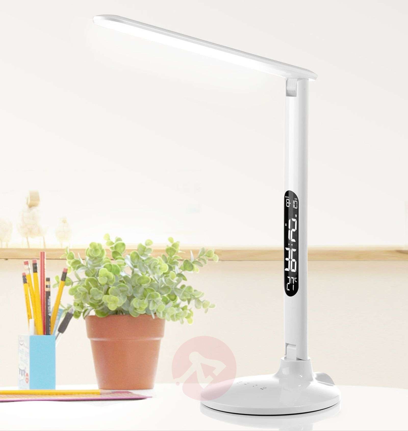 Aluminor LED-Schreibtischleuchte Success mit Uhr, weiß