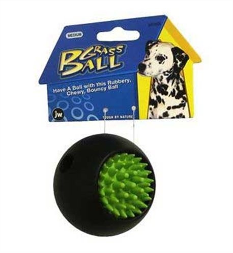 JW Pet Company Tough by Nature Grass ball Medium Rubber Dog Toy
