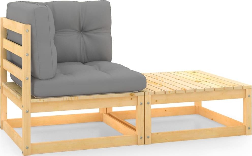 vidaXL 2-cz zestaw mebli ogrodowych z poduszkami lita sosna 805750