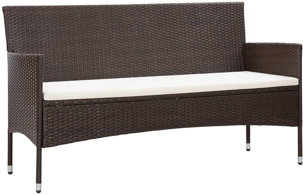 vidaXL 3-osobowa sofa ogrodowa z poduszkami, polirattan, brązowa