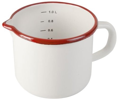 Ibili 908612 dzbanek pomiarowy 1 L, nierdzewna, Biały/czerwony, 12 x 12 x 12 cm 908612