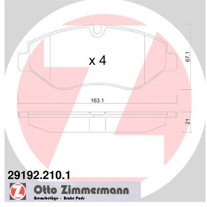 ZIMMERMANN Zestaw klocków hamulcowych, hamulce tarczowe 29192.210.1