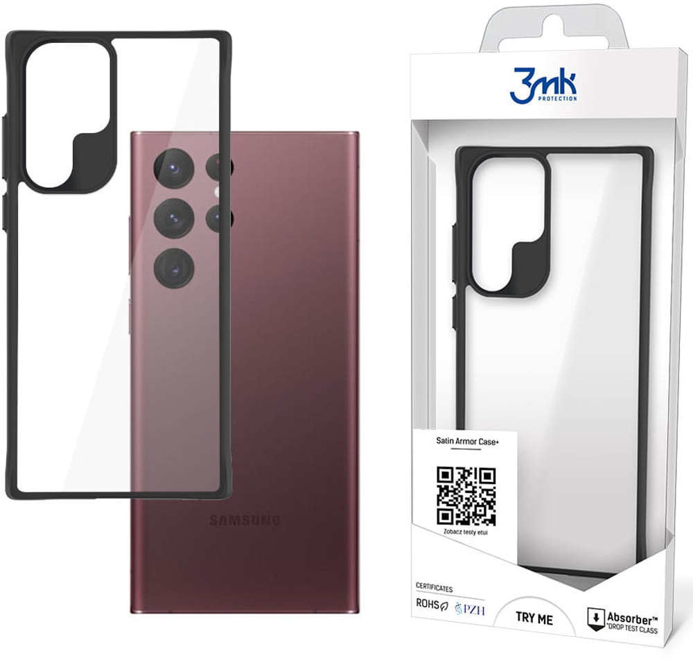 3mk Odporne Etui obudowa Satin Amor Case+ do Samsung Galaxy S22 Ultra Black 12449X1