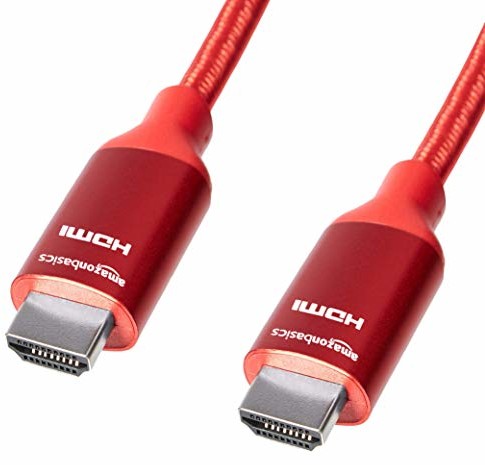 AmazonBasics Amazon Basics pleciony kabel HDMI o dużej szybkości, czerwony, 0,9 m HDMI-A-A-P-3ft-Red