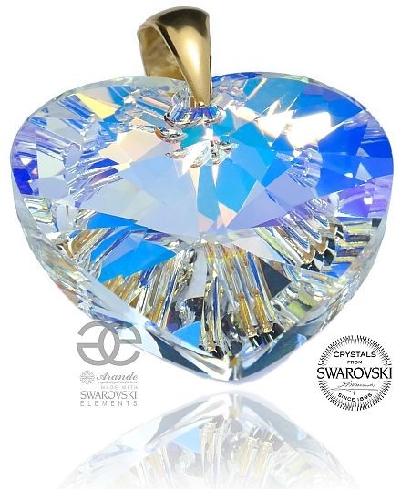 Swarovski Arande WISIOREK SERCE duży kryształ AURORA GOLD ZŁOTE SREBRO 700588