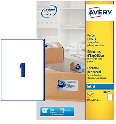 Avery etykiet adresowych przeznaczony do drukarek atramentowych oraz szybkim schnięciem, biały J8167-25