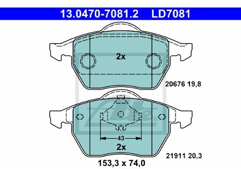 ATE Klocki hamulcowe - komplet 13.0470-7081.2