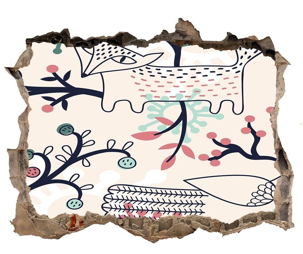 Wallmuralia.pl Dziura 3d fototapeta naklejka Zwierzęta i kwiaty