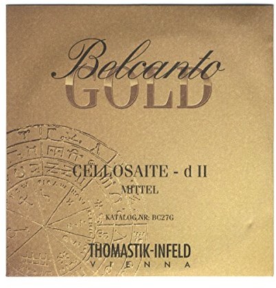 Thomastik Einzelsaite für Cello 4/4 Belcanto Gold - D-Saite Stahlkern, Umspinnung Multi-composite alloy, mittel 641747