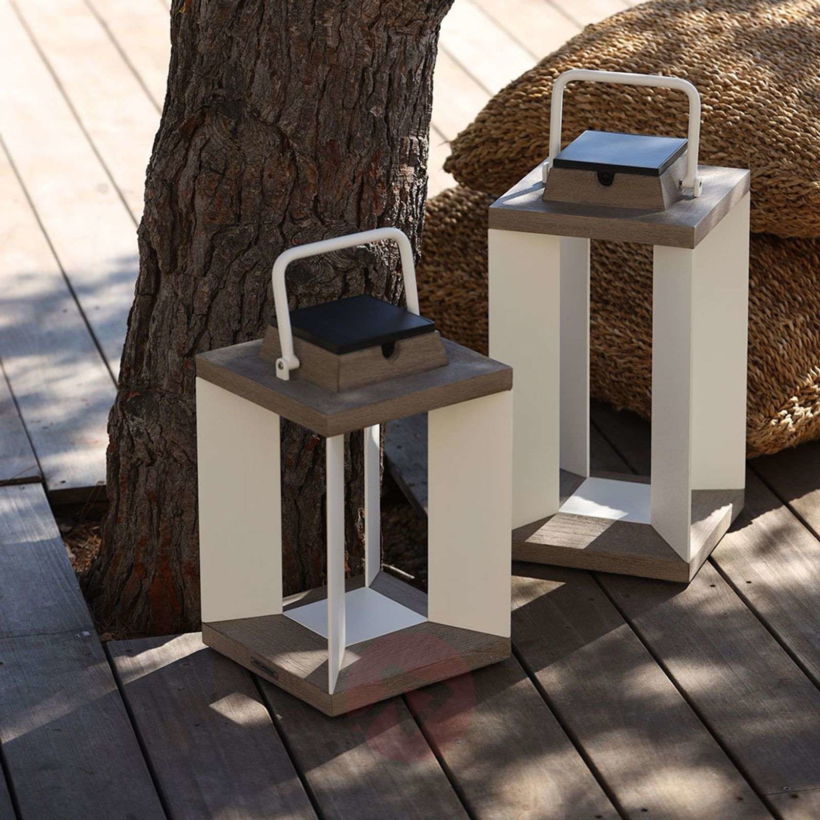 LES JARDINS Latarnia solarna LED Teckinox, teak/stal, 45,5 cm