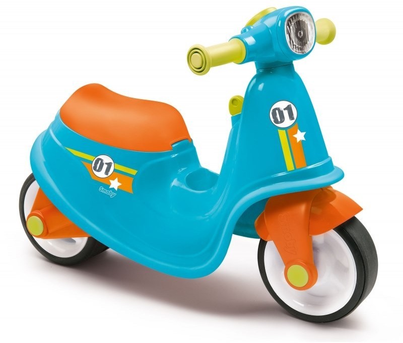 Smoby Niebieski jeździk skuter Ciche koła Blue Scooter 721001