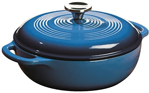 Lodge 2,84 litra/3 Quart żeliwo żelazo/porcelana emalii Dutch Oven/naczynie do zapiekania, niebieski EC3D33