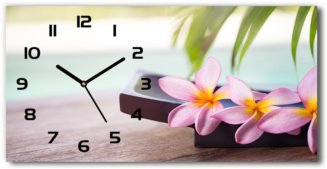 Nowoczesny zegar ścienny szklany Plumeria
