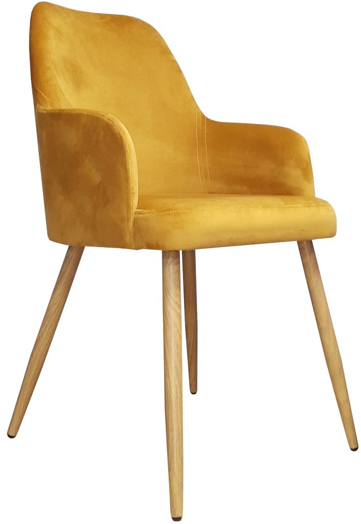 Atos Krzesło WEZERA VELVET żółte/dąb do salonu WESTA-DAB-MG15