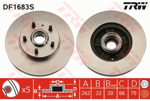 TRW Tarcza hamulcowa DF1683S