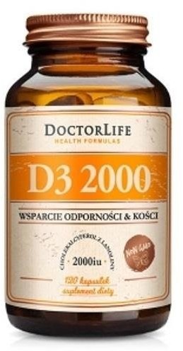 Doctor Life D3 2000 cholekalcyferol z lanoliny 2000iu suplement diety 120 kapsułek 72373-uniw