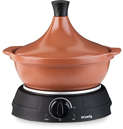 h.koenig H. Koenig taj3 Tajine-elektryczny doniczka z terakoty, 3 L, 300 W, pomarańczowy i czarny 80170
