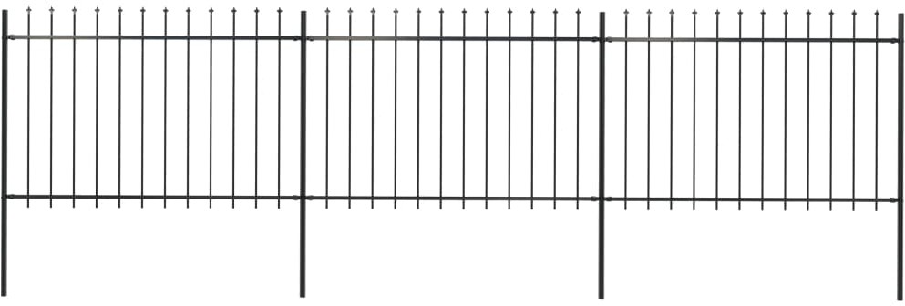 Vidaxl z prętów z grotami, stalowe, 5,1 x 1,2 m, czarne