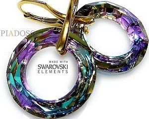 Swarovski Kolczyki Złote Srebro Certyfikat Vitrail