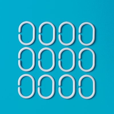 MSV 140286 12 pierścieni do zasłony prysznicowej tworzywo sztuczne + polipropylenu biała 6 x 0,4 x 4 cm 140286