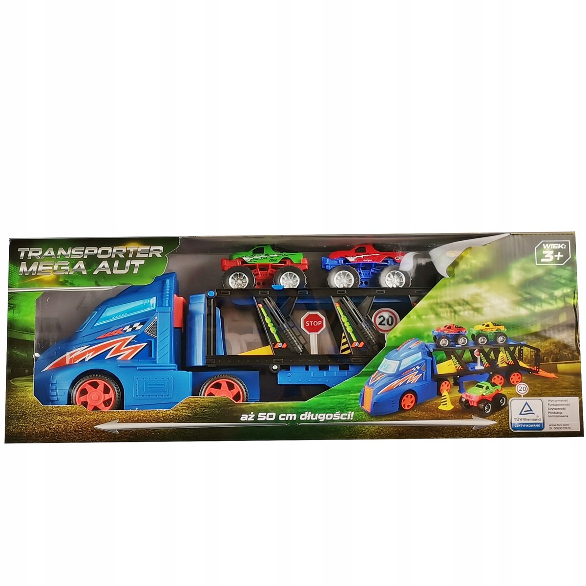 Transporter laweta tor 50cm 3x monster truck rampy