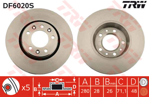 TRW Tarcza hamulcowa DF6020S