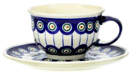 Bolesławiec Filiżanka ze spodkiem ceramiczna dekoracja 8 775 36 775/36, dek. 8