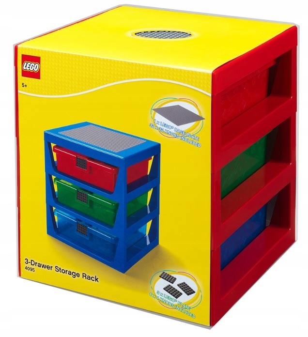 Lego Regał Pojemnik Z Szufladami Czerwony + Płytka
